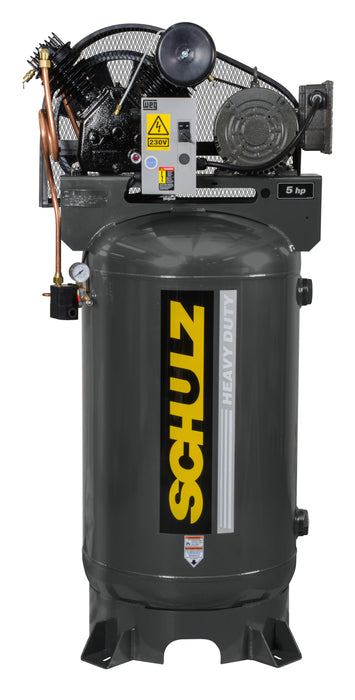 Schulz of America 580VV20X 5hp Heavy Duty V-Series Reciprocating Air Compressor, 80 Gallon Vertical Tank, 15.6 CFM @ 175 PSI