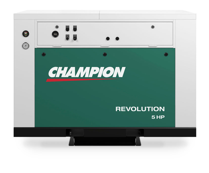 Champion BQR5 Revolution 5hp Quiet Enclosed Reciprocating Air Compressor, Base Mounted, 16.8 CFM @ 175 PSI, 63 dBa