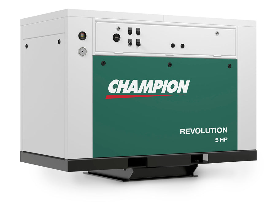 Champion BQR5 Revolution 5hp Quiet Enclosed Reciprocating Air Compressor, Base Mounted, 16.8 CFM @ 175 PSI, 63 dBa