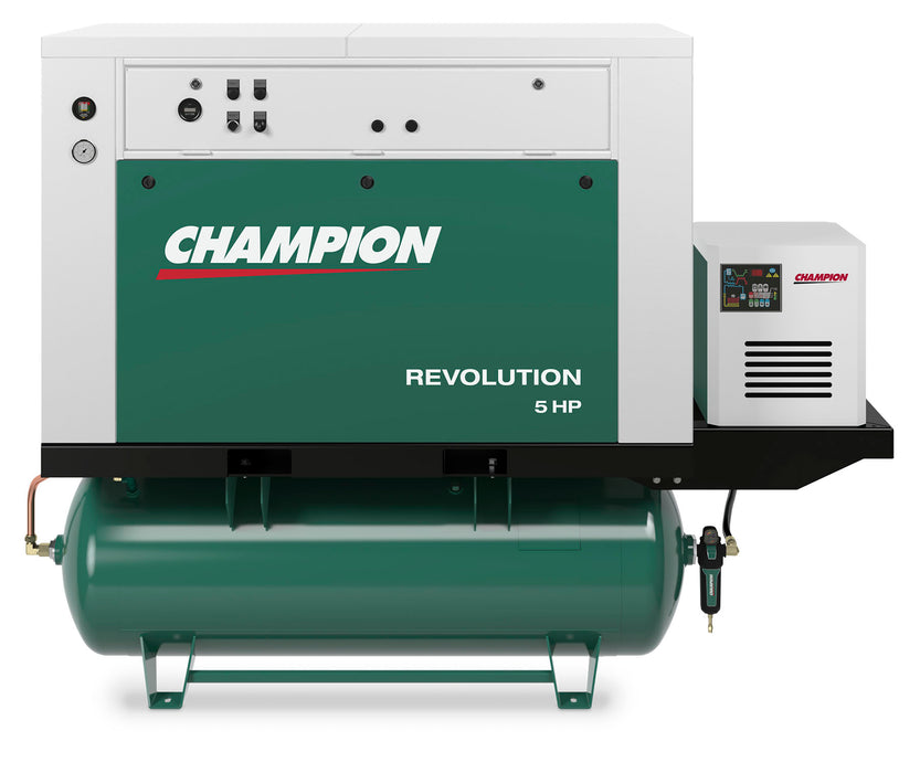 Champion HQR5-8 Revolution 5hp Quiet Enclosed Reciprocating Air Compressor, 80 Gallon Air Receiver, 16.8 CFM @ 175 PSI, 63 dBa